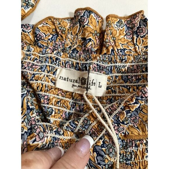 NEW Natural Life Mix & Match Smocked Crop Top Sz L Floral - Picture 5 of 9